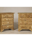 Pair of Distressed Vintage Nightstands with Subtle Brown and Green Patina