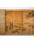 Meiji Six-Panel Folding Screen with Courtly Landscape and Pavilion-18. Asian & Chinese Furniture, Art, Antiques, Vintage Home Décor for sale at FEA Home