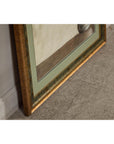 Midcentury Japanese Minimalist Botanical Print in Custom Gold Frame under Glass