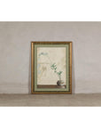 Midcentury Japanese Minimalist Botanical Print in Custom Gold Frame under Glass