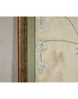 Midcentury Japanese Minimalist Botanical Print in Custom Gold Frame under Glass