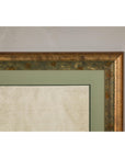 Midcentury Japanese Minimalist Botanical Print in Custom Gold Frame under Glass