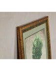 Midcentury Minimalist Botanical Print in Custom Gold Frame under Glass