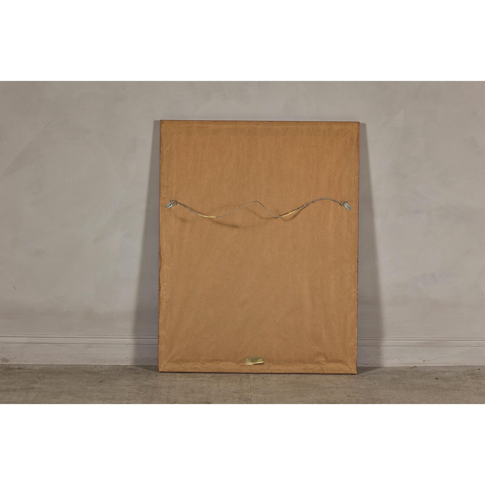 Midcentury Minimalist Botanical Print in Custom Gold Frame under Glass