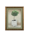 Midcentury Minimalist Botanical Print in Custom Gold Frame under Glass