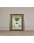 Midcentury Minimalist Botanical Print in Custom Gold Frame under Glass