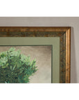 Midcentury Minimalist Botanical Print in Custom Gold Frame under Glass