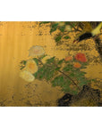 Painted Asian Metal Wall Art with Birds Perched on Foliage and Vibrant Blooms