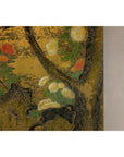 Painted Asian Metal Wall Art with Birds Perched on Foliage and Vibrant Blooms