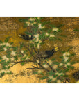 Painted Asian Metal Wall Art with Birds Perched on Foliage and Vibrant Blooms