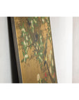 Painted Asian Metal Wall Art with Birds Perched on Foliage and Vibrant Blooms