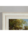 Impressionist Style Garden Painting with Gazebo and Waterfront, Signed R. Johns