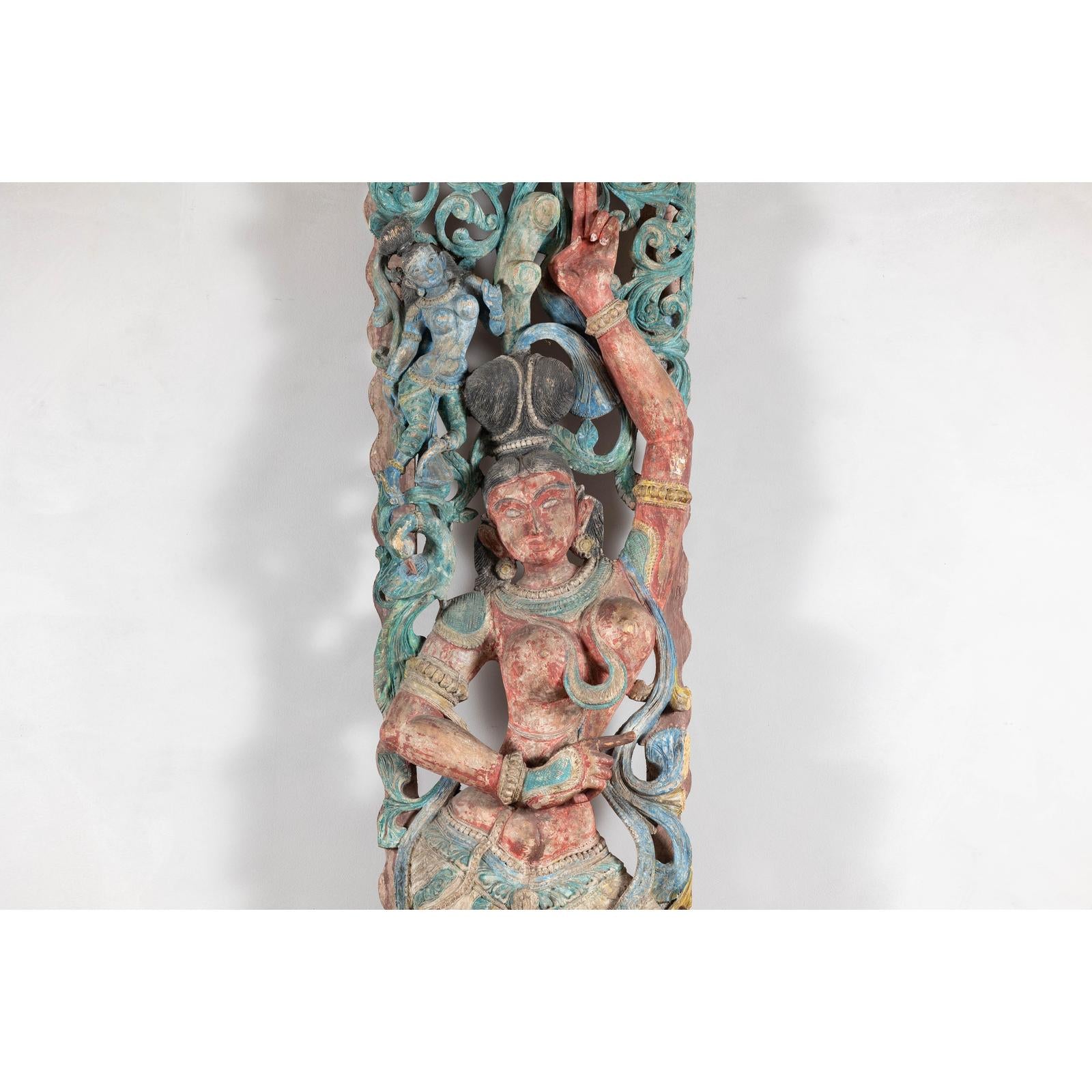 Antique Carved Wood Sculpture of Parvati with Vibrant Polychrome-6. Asian &amp; Chinese Furniture, Art, Antiques, Vintage Home Décor for sale at FEA Home