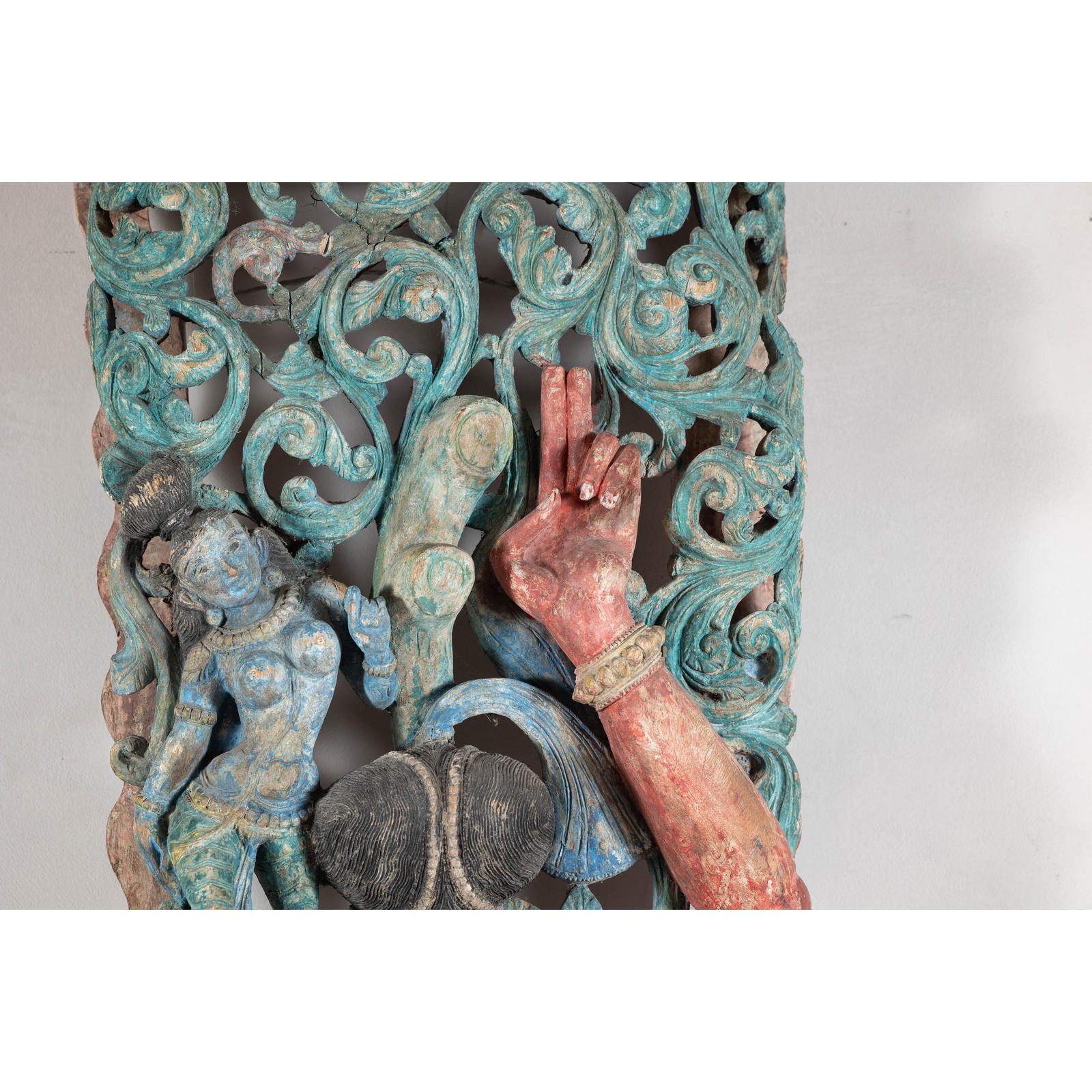 Antique Carved Wood Sculpture of Parvati with Vibrant Polychrome-9. Asian &amp; Chinese Furniture, Art, Antiques, Vintage Home Décor for sale at FEA Home