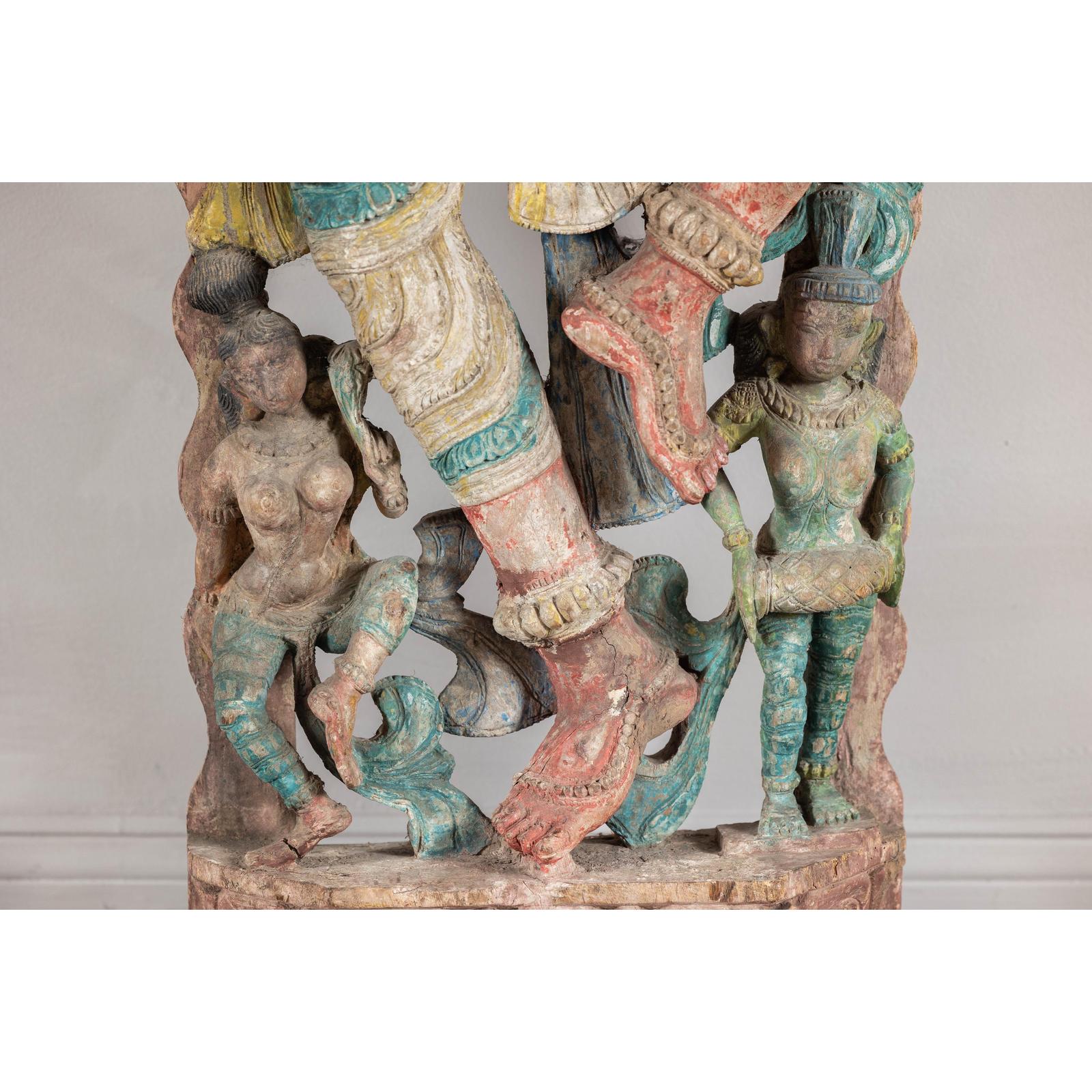 Antique Carved Wood Sculpture of Parvati with Vibrant Polychrome-11. Asian &amp; Chinese Furniture, Art, Antiques, Vintage Home Décor for sale at FEA Home