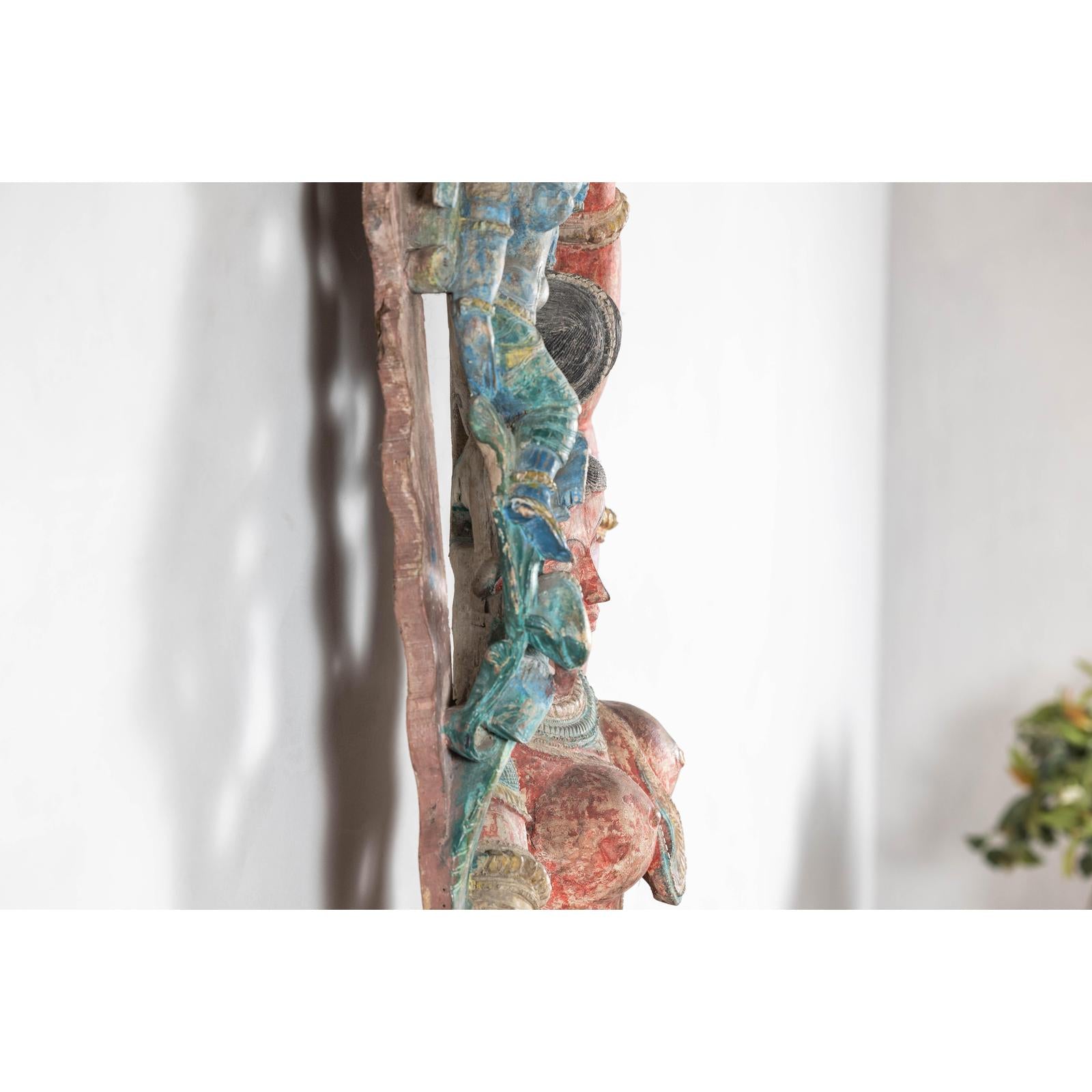 Antique Carved Wood Sculpture of Parvati with Vibrant Polychrome-13. Asian &amp; Chinese Furniture, Art, Antiques, Vintage Home Décor for sale at FEA Home