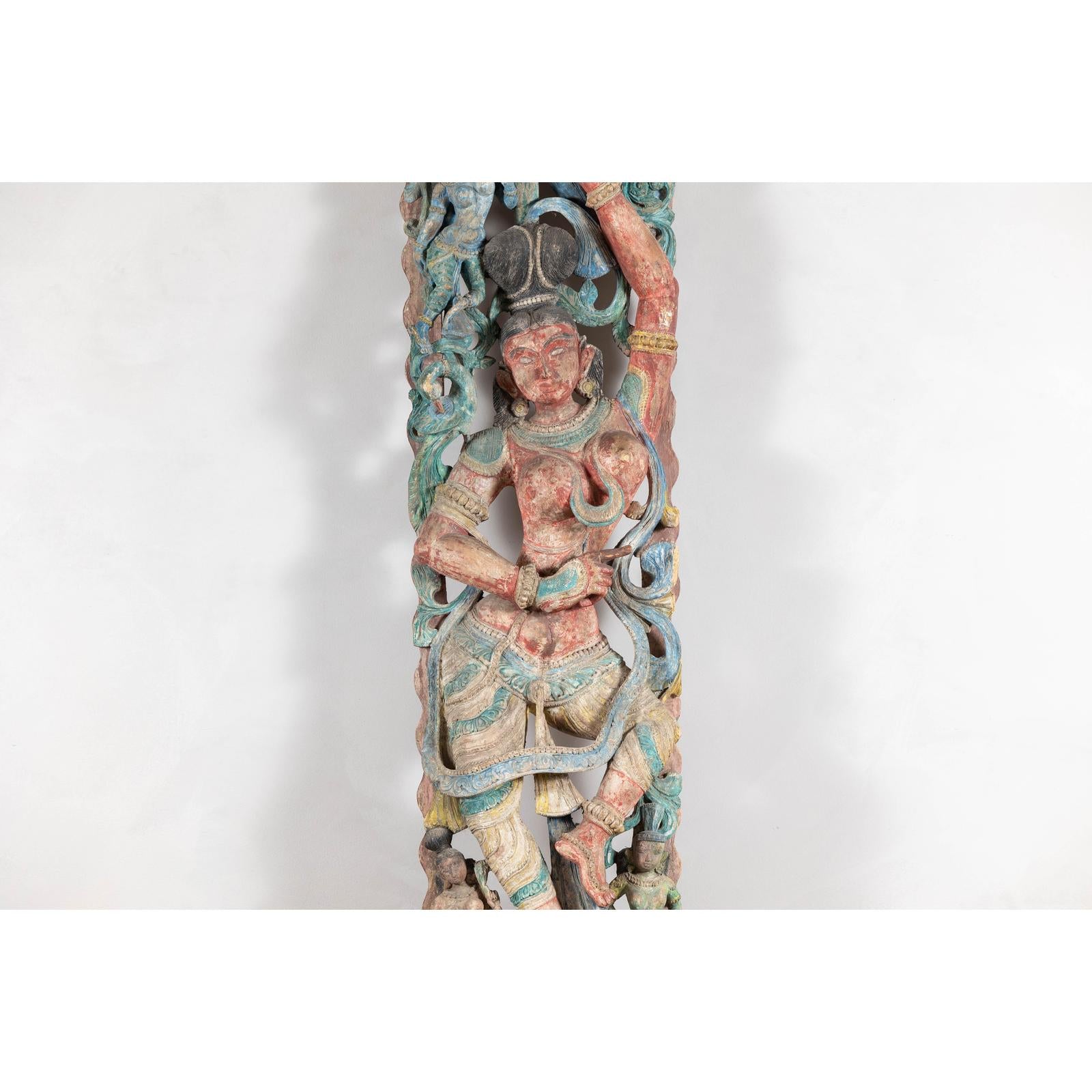 Antique Carved Wood Sculpture of Parvati with Vibrant Polychrome-4. Asian &amp; Chinese Furniture, Art, Antiques, Vintage Home Décor for sale at FEA Home