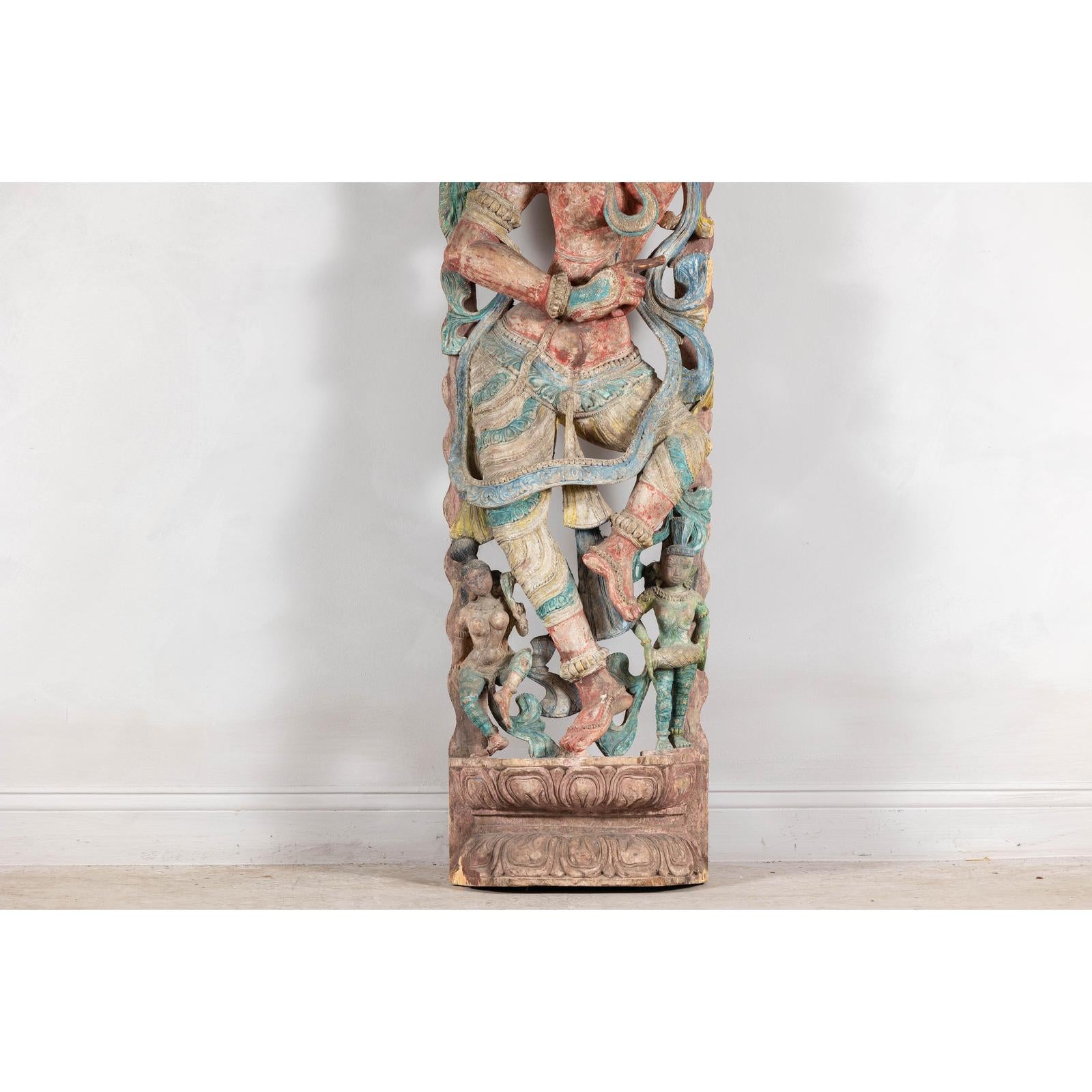 Antique Carved Wood Sculpture of Parvati with Vibrant Polychrome-5. Asian &amp; Chinese Furniture, Art, Antiques, Vintage Home Décor for sale at FEA Home