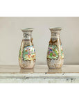 Pair of Vintage Small Porcelain Vases with Hand-Painted Pastoral Scenes