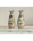 Pair of Vintage Small Porcelain Vases with Hand-Painted Pastoral Scenes