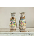 Pair of Vintage Small Porcelain Vases with Hand-Painted Pastoral Scenes