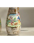 Pair of Vintage Small Porcelain Vases with Hand-Painted Pastoral Scenes