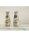 Pair of Vintage Small Porcelain Vases with Hand-Painted Pastoral Scenes