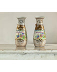 Pair of Vintage Small Porcelain Vases with Hand-Painted Pastoral Scenes