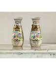 Pair of Vintage Small Porcelain Vases with Hand-Painted Pastoral Scenes