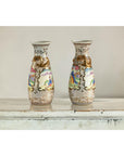 Pair of Vintage Small Porcelain Vases with Hand-Painted Pastoral Scenes