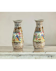 Pair of Vintage Small Porcelain Vases with Hand-Painted Pastoral Scenes