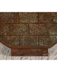 Vintage Bronze Bottle with Etched Motifs and Aged Green Patina, Han Style