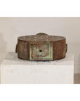 Vintage Bronze Bottle with Etched Motifs and Aged Green Patina, Han Style