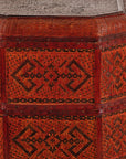 Vintage Reddish Brown Lacquer Woven Rattan Picnic Basket with Bamboo Handle