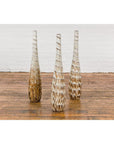 Three Slender Vases with Brown & White Drip, Sold Each