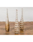 Three Slender Vases with Brown & White Drip, Sold Each