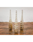 Three Slender Vases with Brown & White Drip, Sold Each