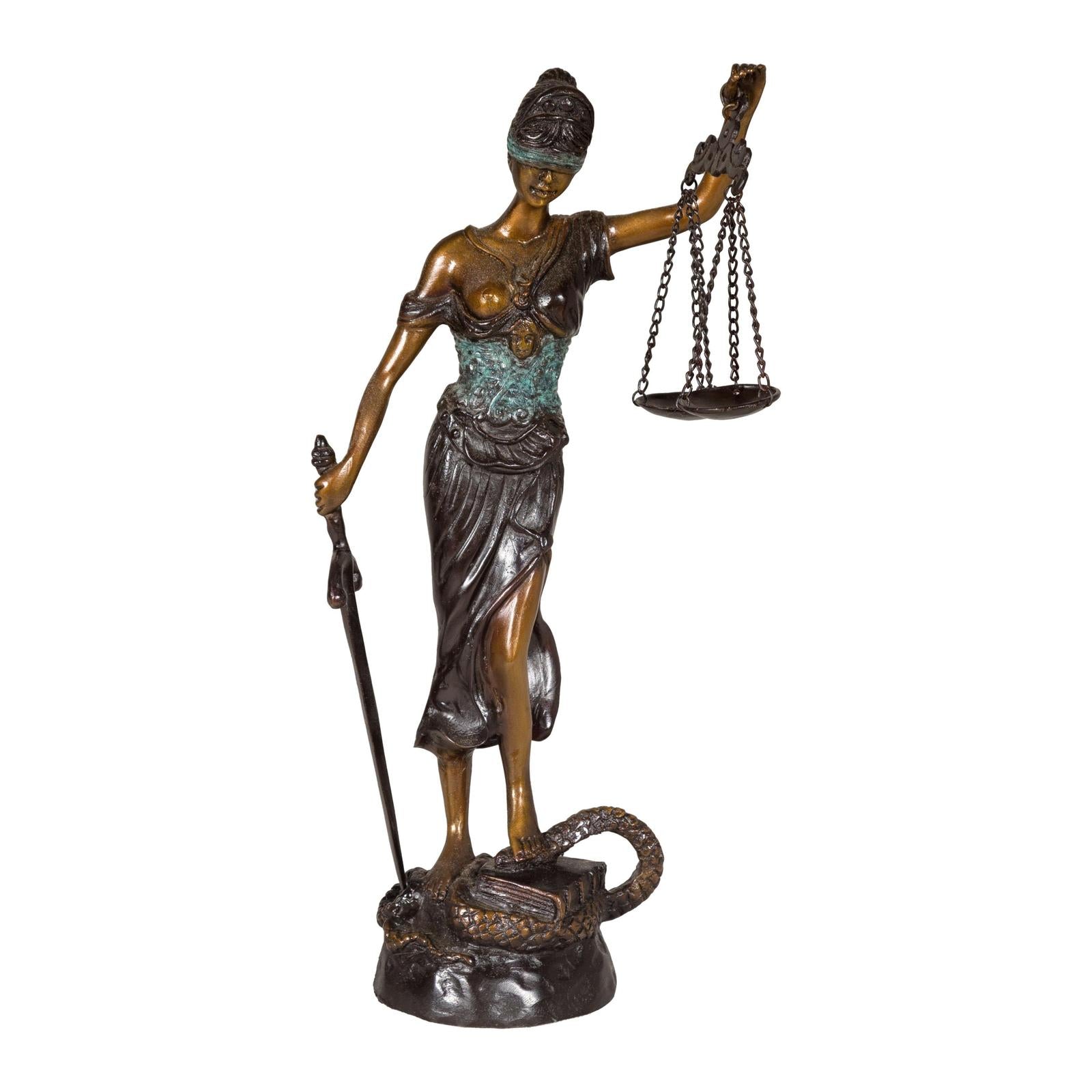 Lady Justice, Cast Bronze Tabletop Statuette with Scales and Sword