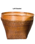 Vintage Hand Woven Rattan & Bamboo Basket, Sold Each