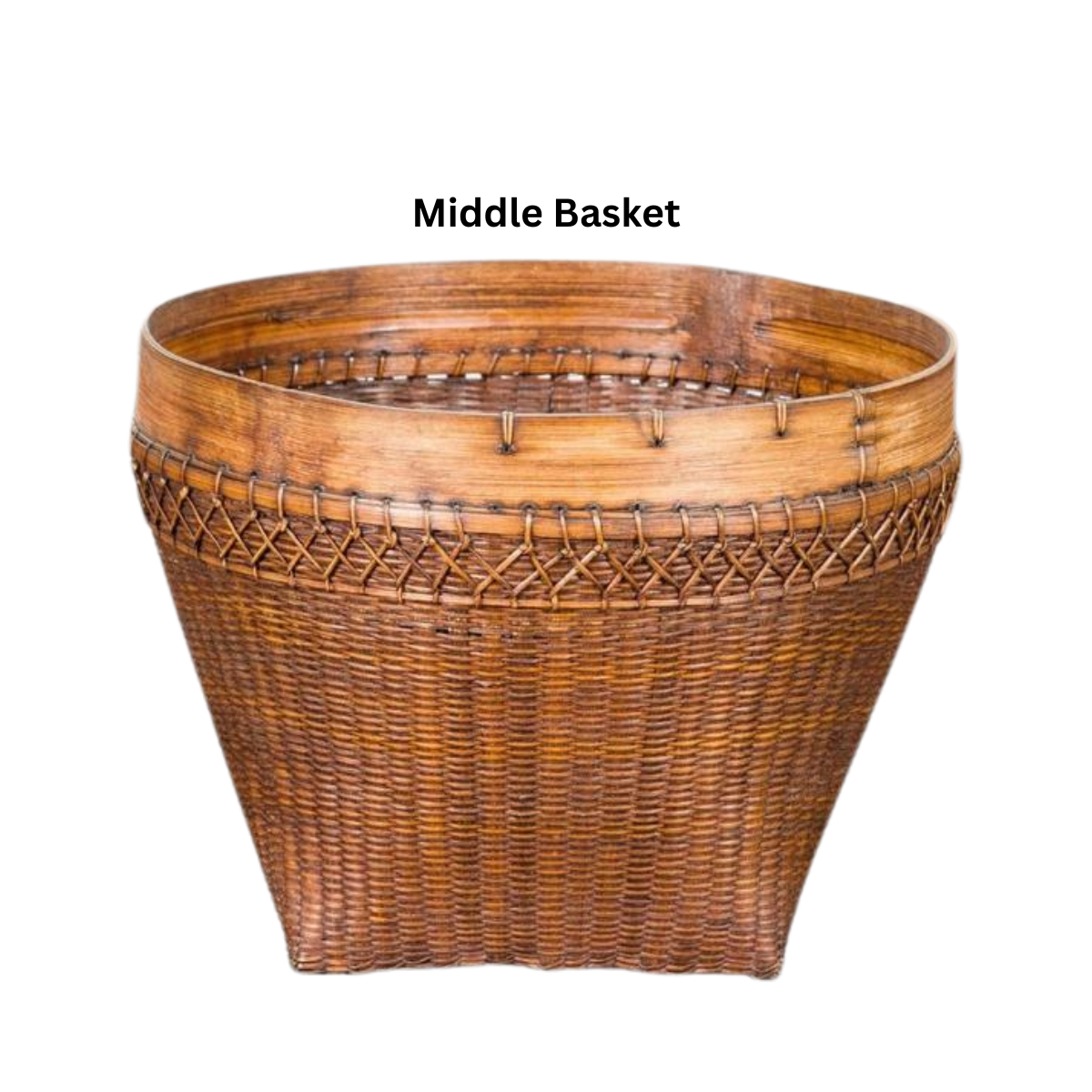 Vintage Hand Woven Rattan &amp; Bamboo Basket, Sold Each