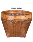 Vintage Hand Woven Rattan & Bamboo Basket, Sold Each