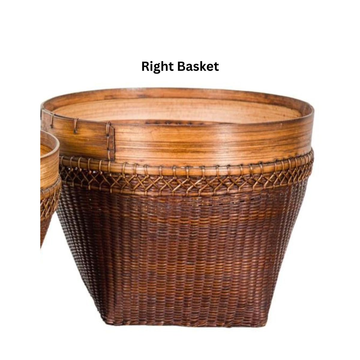 Vintage Hand Woven Rattan &amp; Bamboo Basket, Sold Each