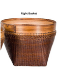 Vintage Hand Woven Rattan & Bamboo Basket, Sold Each