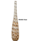 Three Slender Vases with Brown & White Drip, Sold Each