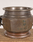 Meiji Japanese Bronze Hibachi with Elephant Ring Handles, reverse view