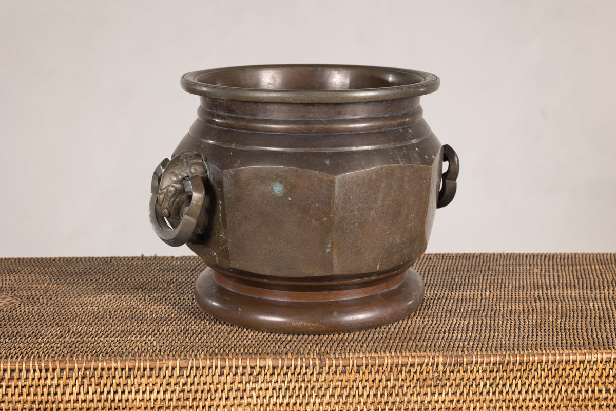 Meiji Japanese Bronze Hibachi with Elephant Ring Handles, additional gallery view 11