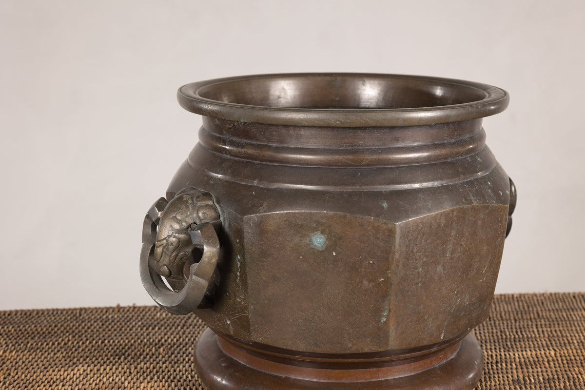 Meiji Japanese Bronze Hibachi with Elephant Ring Handles, additional gallery view 12