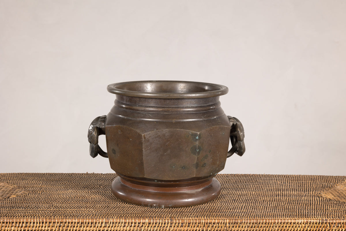 Meiji Japanese Bronze Hibachi with Elephant Ring Handles, additional gallery view 14