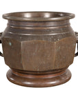 Meiji Japanese Bronze Hibachi with Elephant Ring Handles, full object on a white background