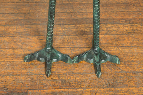 Pair of Dark Green Bronze Crane Fountain Statues-12. Asian & Chinese Furniture, Art, Antiques, Vintage Home Décor for sale at FEA Home